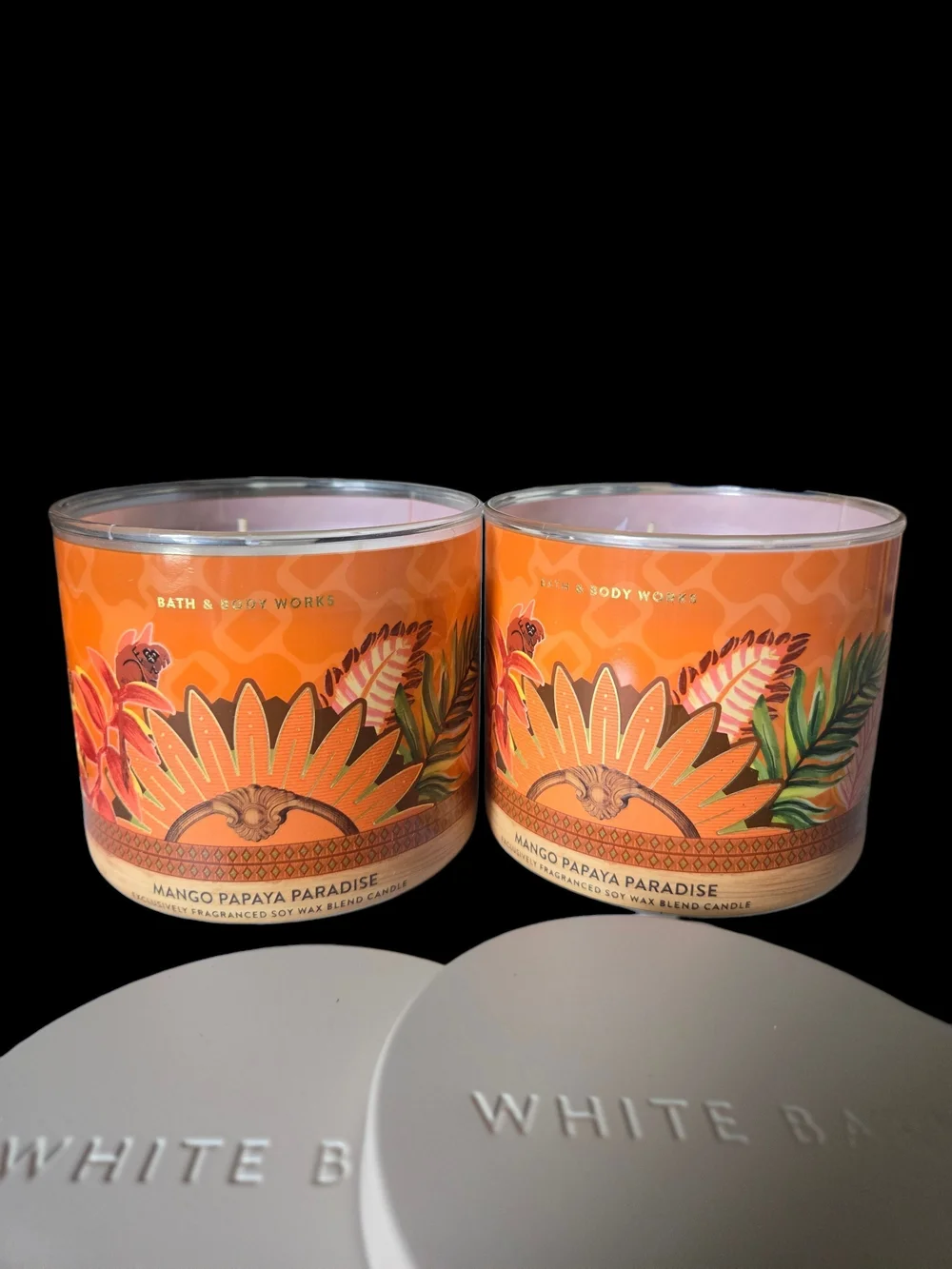 2pc Bath & Body Works Mango Papaya Paradise 3-Wick Candles - New!!